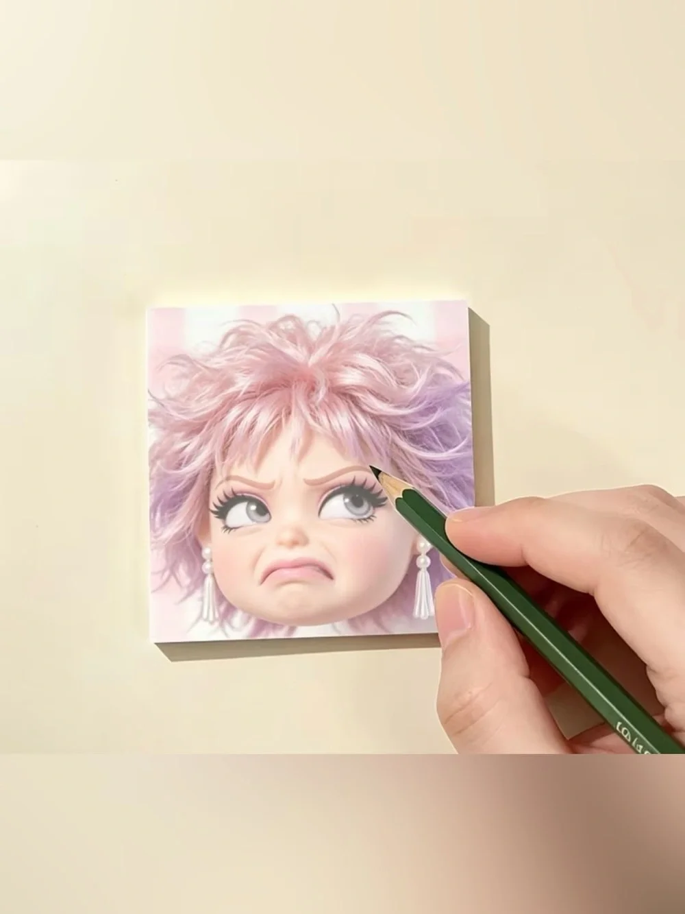 Funny Doll Face Sticky Note Pad 50 Sheets